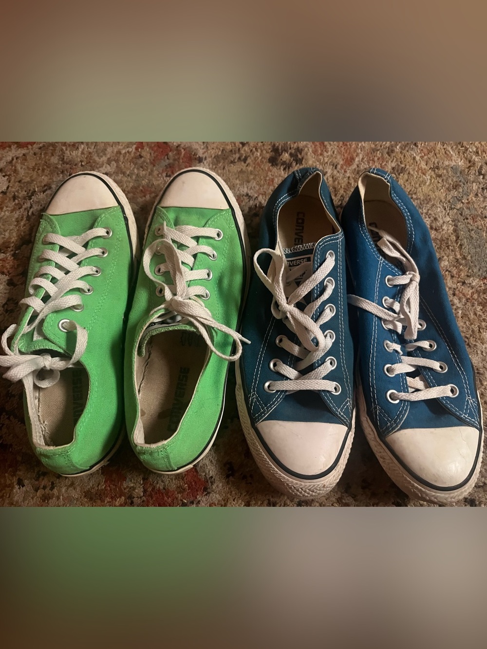 Converse Low-Top Canvas Sneakers - Green and Blue 2 pair